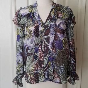 NWT New York and Company Colorful Ruffled Top